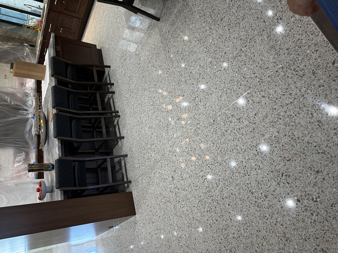 Terrazzo kitchen floor in a high-end residence